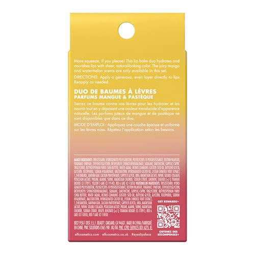 e.l.f. Squeeze Me More Lip Balm Duo, Moisturizing Balm For A Sheer Tint Of Color, Made With Hyaluronic Acid, Vegan & Cruel...