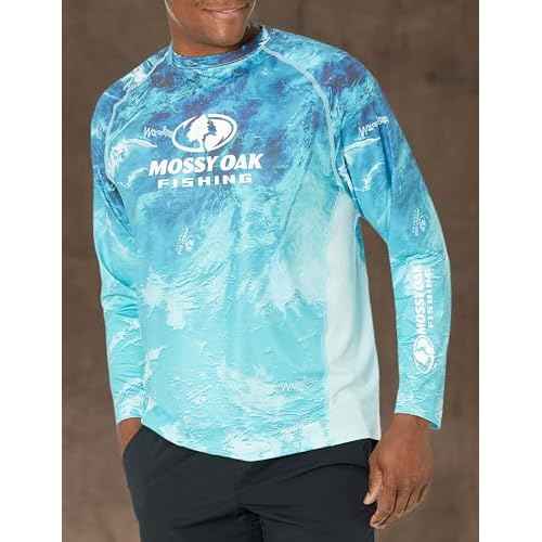 Mossy Oak Fishing Shirts for Men Long Sleeve with 40+ UPF Sun Protection