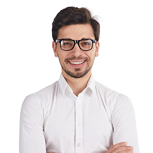 Spooktacular Creations Nerd Glasses, Black Fake Glasses with Clear Lenses Costume Props Halloween Cosplay for Men Women Ad...