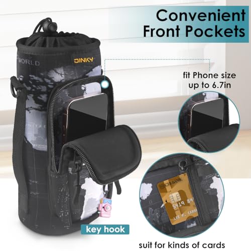 Dinky Water Bottle Carrier Bag with Adjustable Shoulder Strap - Neoprene Pouch Sleeve for Hiking, Camping and Fishing - Co...
