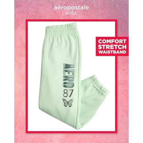 AEROPOSTALE Girls Sweat Suit Set - 2 Piece Soft Fleece Pullover Graphic Crewneck Sweatshirt and Jogger Pants for Girls (4-12)