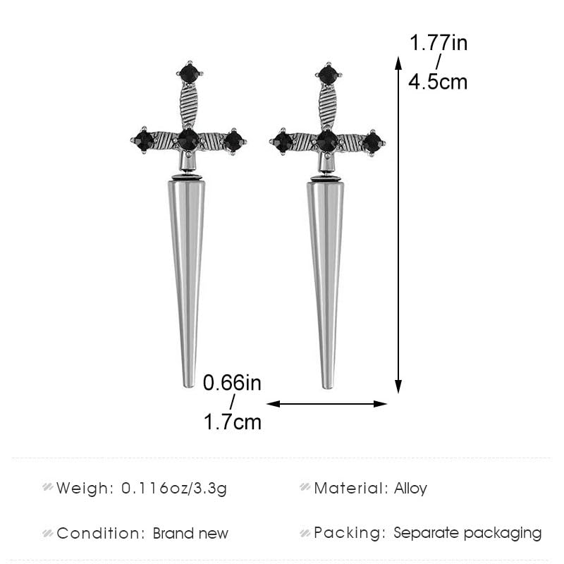 Cute Animal Earrings for Women, Goth Snake Stud Earrings Unique earrings Jewelry Halloween Punk Gothic Accessories (Silver Sword)