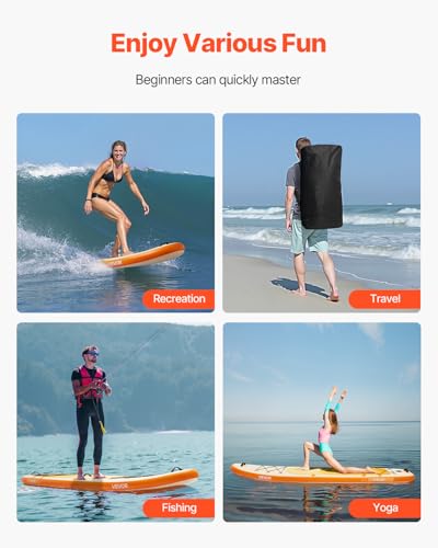 VEVOR Inflatable Stand Up Paddle Board, with Board Accessories, Pump, Paddle, Fin, Phone Bag, Backpack, Ankle Leash, Repai...