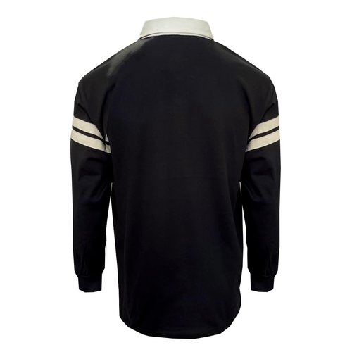 Traditional Craft Rugby Shirt for Men Ireland Long Sleeve Black Harp Tape (US, Alpha, Medium, Regular, Regular, Black)