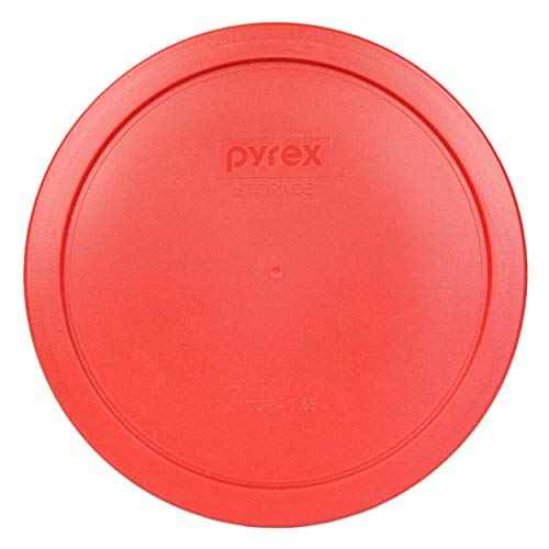 Pyrex (1) 7402-PC 6/7-Cup Red, (2) 7210-PC 3-Cup Light Green, (1) 7201-PC 4-Cup Blue, and (2) 7200-PC 2-Cup Orange Food Storage Lids - Made in USA
