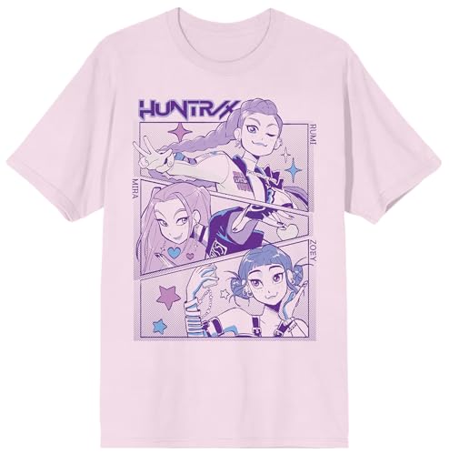 Kpop Demon Hunters Panel Art Huntrix Adult Crew Neck Short Sleeve T-Shirt