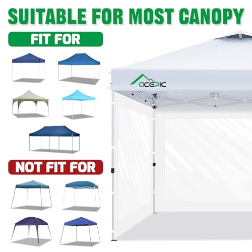 Acepic Clear Canopy Sidewalls for 10x10 Pop Up Tent, Transparent Window Curtain Cloth, 8 Mil PVC Enclosure Fabric with Zip...