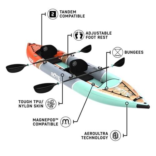 BOTE Koda Aero Inflatable 14' Foot Kayak Packable for Tandem Riders Adults Kids Family Friendly Blow Up Fishing MAGNEPod C...