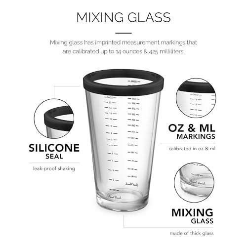 Final Touch Double-Wall Boston Shaker Set - Stainless Steel Mixing Glass with Silicone Seal - BPA-Free, Compact Storage - ...