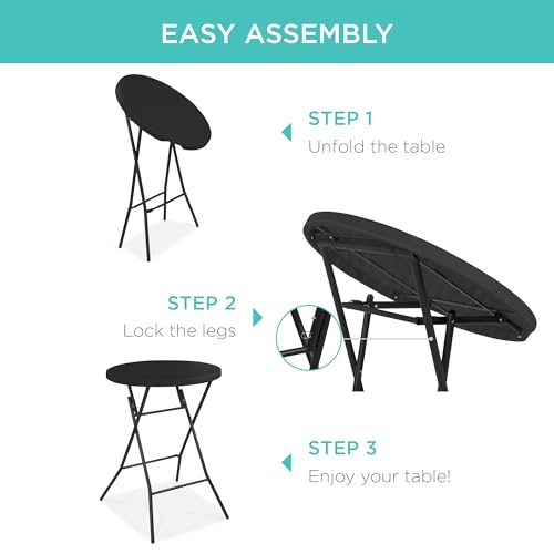 Best Choice Products 32in Bar Height Folding Table, Round Indoor Outdoor Accessory for Patio, Backyard, Dining Room, Event...