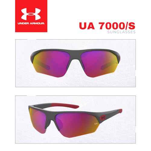 Under Armour UA7000 Instinct 0KB7/B3 69MM Gray/Infrared Oleoph Wrap Around Sunglasses for Youth (For girls For boys) +BUNDLE with ACCESSORY EYEWEAR KIT