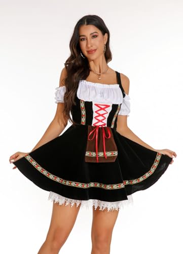 Haoviorus Oktoberfest Outfits Women Slim Fit Dirndl Dresses Traditional Oktoberfest Costumes for German Oktoberfest Halloween