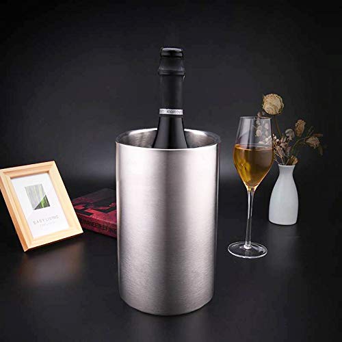 Jolitac Wine Chiller Bucket, Stainless Steel Double Wall Wine Cooler Bucket, Keeps Cold for Hours Wine Bottle Cooler Chill...