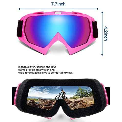 KEMIMOTO Dirt Bike Goggles - Motocross & ATV/UTV Goggles with Anti UV Protection