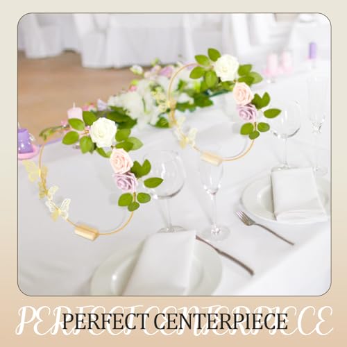 Vercraft 12 Set butterfly Metal Floral Hoop Table Centerpieces Include Metal Ring with Base 3D Butterfly Decoration, PE Fo...