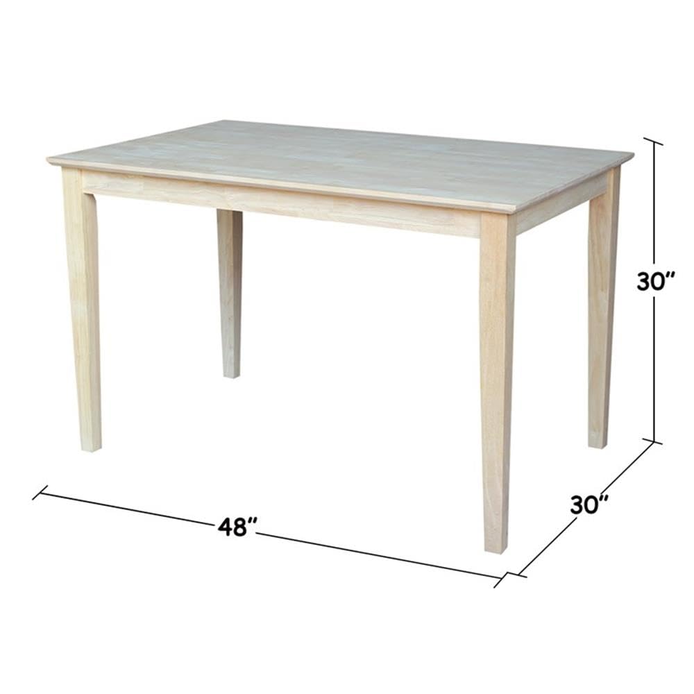 International Concepts Table Top Solid with Wood Standard Height Shaker Legs, 30 by 48-Inch, Unfinished