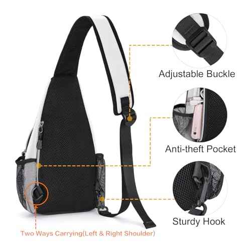MOSISO Mini Sling Backpack,Small Hiking Daypack Travel Outdoor Casual Sports Bag, Ivory White