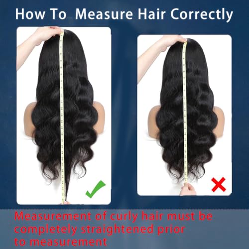 Natural Black 32 Inch 13x4 200 Density Lace Front Wigs Human Hair Body Wave HD Transparent Pre Plucked Frontal Curly Glueless for Women