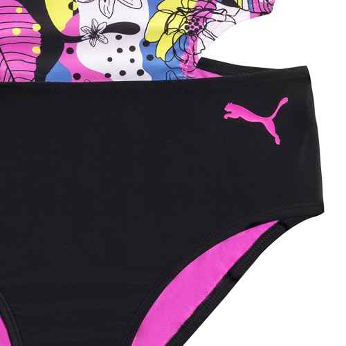 PUMA Girls' One Piece Bathing Suit, Athletic Swimsuit, Quick Dry, Day Dream