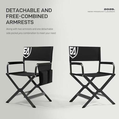EVER ADVANCED Aluminum Lightweight Directors Chair Foldable, Folding Studio Movie Chairs Camping Event Vendor Chair, 19" S...