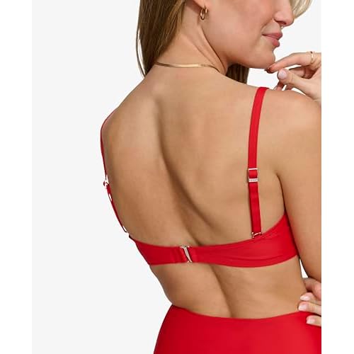 DKNY Womens Bikini Set ? U-Wire Top & Mid Rise Shirred Bottom with Tummy Control