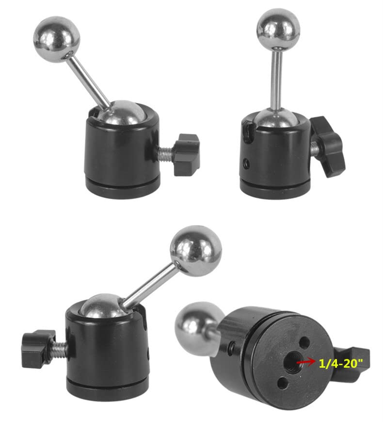 Vizgiz 2 Pack 17Mm Ball Head With 1/4 Inch Screw Thread Mount Connector Adapter For Photography Light Stand Light Tripod Action