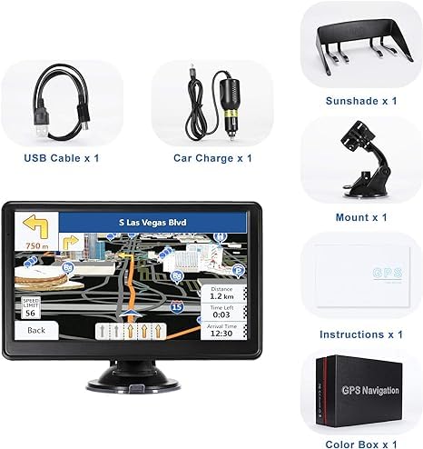 GPS Navigator for Car Truck RV, Latest 2025 Map, 7 inch Touch Screen Real Voice Spoken Turn-by-Turn Direction Reminding Na...