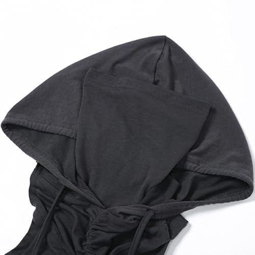 Women's Sleeveless Hooded Crop Top Y2k Streetwear Rave Outfit