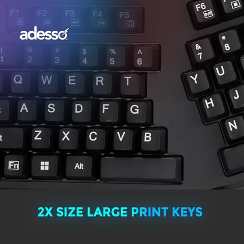 ADESSO EasyTouch 150 Ergonomic Wired Mechanical Keyboard with Cherry MX Brown Switches, Integrated Palm Rest, Dedicated Co...