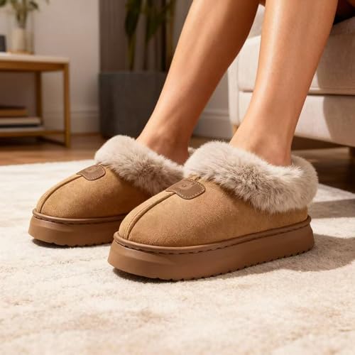 Cozy Slippers for Women Indoor and Outdoor Fuzzy House Shoes with Memory Foam Anti-Skid Sole Suitable for Women Mom Ladies