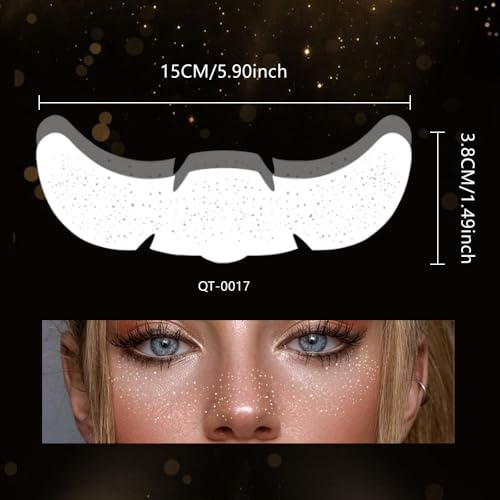 XZMeiLun 8Ps Face Glitter Speckles Patches, 2Colors 4Styles Glitter Freckles Face Tattoo, Glow Up Makeup Patches, Cute Gli...