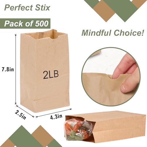 Perfect Stix 2lb Brown Paper Bags- Package of 500ct