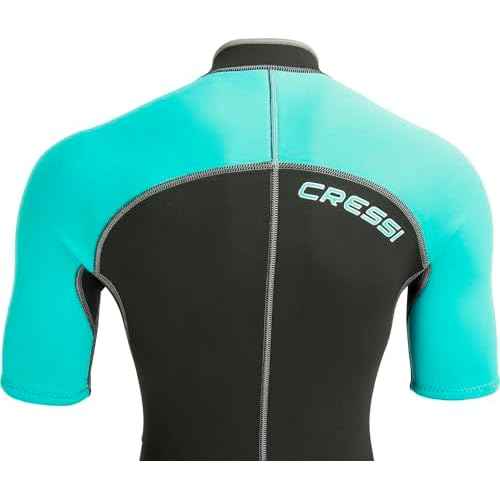 Cressi Lido 2 mm Lady Short Sleeves Short Wetsuits, Black/Aquamarine, 2 mm, L