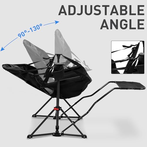 GDY Camping Chairs, Oversized Hammock, Folding Rocking Chairs, Adjustable Back Swing Chairs, Cup Holder, Outdoor Beach Law...