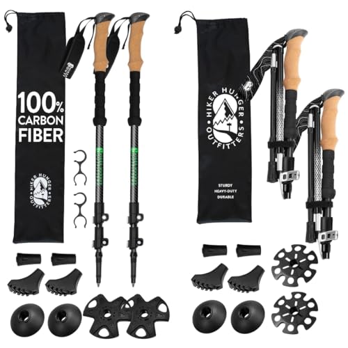 Premium Foldable & Collapsible Trekking Poles by USA Brand – Ultra Strong Lightweight Hiking Poles – 3K Black 100% Carbon ...
