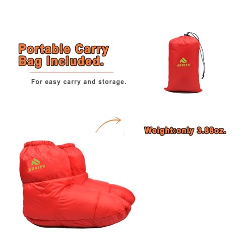 AUDIFU Down Booties Warm Socks Ultralight Sleeping Sock for Camping, Backpacking - Camp Sleeping Bag Tent Down Foot Warmer...