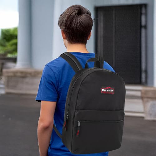 Trail maker Classic 17 inch Backpacks with Adjustable Padded Straps | School Backpacks for Girls, Boys (Black)