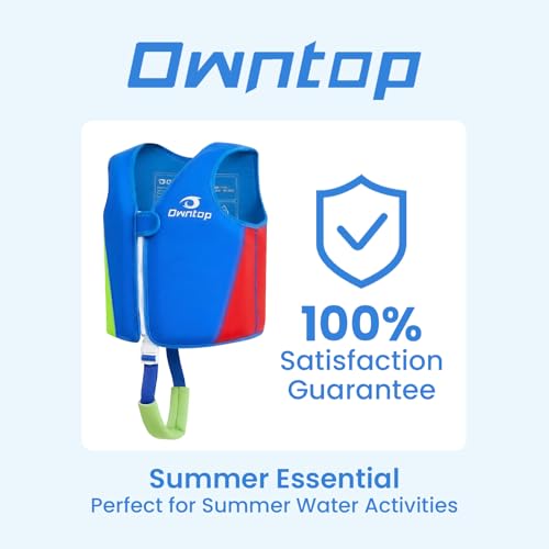 Owntop Kid Swim Vest Toddler Swim Vest with Adjustable Crotch Strap Toddler Floaties Boys Girls Buoyancy Aid for 30-40-50-...