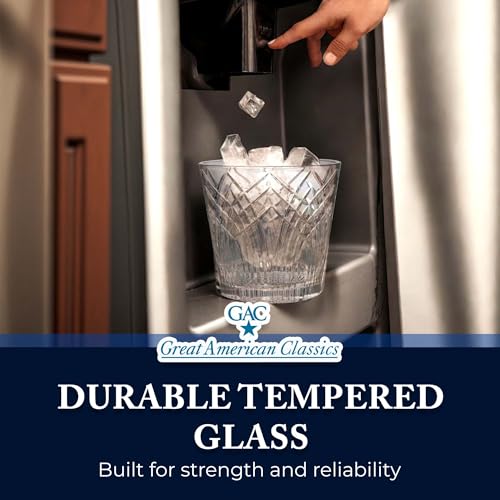 GAC Mouth-Blown Crystal Glass Ice Bucket – 56oz Capacity, 5.75" Tall, Crafted with Diamond Wheels for Ideal Cutting Desig...