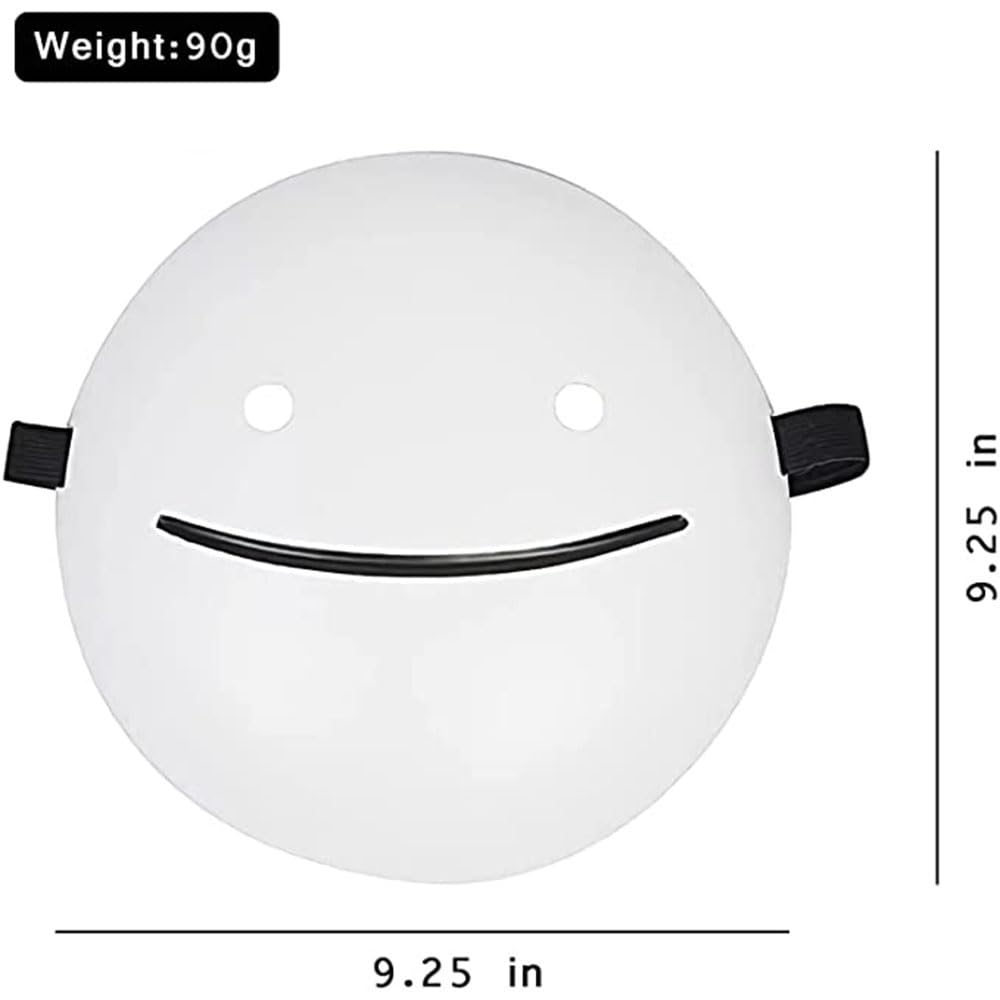 DEAUVIOR Unisex Halloween Dream Mask Anime White Smile Dream Masks Full Face Mask Helmet Cosplay Props Party Accessories (9 inch)