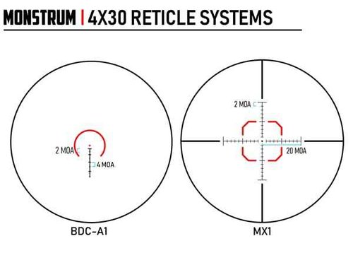 Monstrum Stealth 4x30 Fixed Magnification Scope | Black | BDC Reticle
