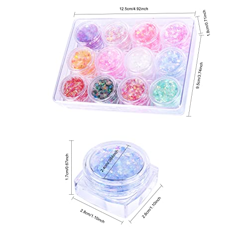 Ownest 12 Colors Holographic Chunky Glitter Gel Set, Christmas Party Makeup Face Body Eye Lips Hair Nail Cosmetic Festival...