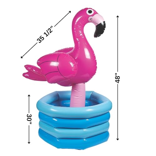 Inflatable Luau Flamingo in Pool Cooler