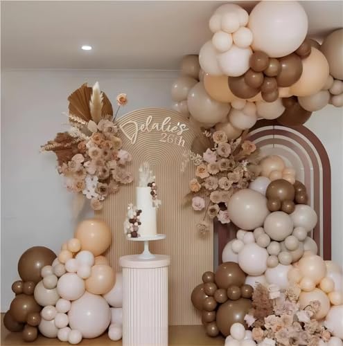 150pcs Sand White Balloons Different Sizes Pack, 18 12 10 5 Inch Party Balloon Garland Arch Kit Birthday Baby Shower Anniv...