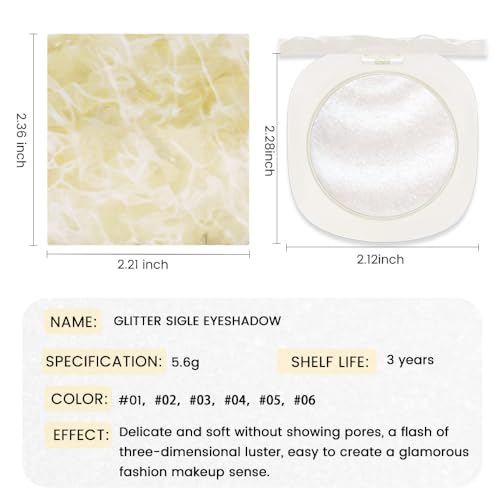 Pearl White Silver Shimmer Glitter Sparkling Monochrome Eyeshadow Palette,Metallic Single Eye Shadow for Older Women,Long ...
