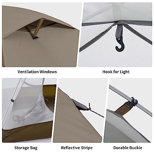 Naturehike Cloud River 2 Person 3 Person Backpacking Tent, Waterproof 2 Person 3 Person Tents for Camping, Double Layer Ca...