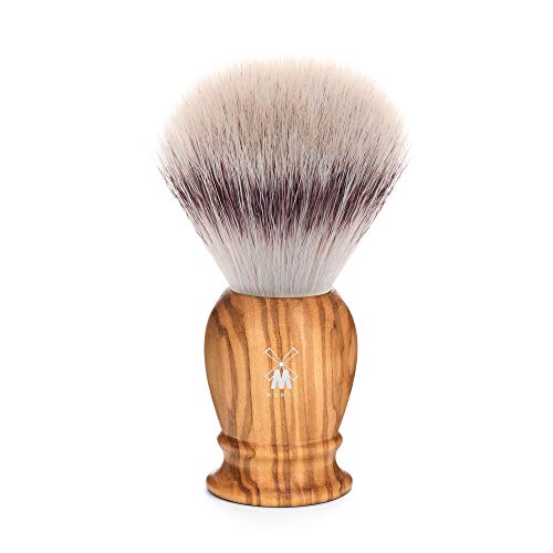 M?HLE Classic Olive Wood Large Silvertip Fiber Shaving Brush - Synthetic Luxury Shave Brush for Men, Rich Lather
