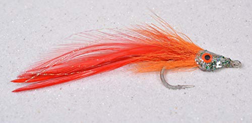 Region Fishing 3 Flies | Red/Orange Racer Tarpon Saltwater Streamer Fly | 3/0 Mustad Signature Fly Hooks - Target Redfish,...