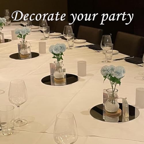8" Round Mirror Centerpieces for Tables Decorations, 10 Pack Acrylic Circle Mirror Tray Candle Plate 2mm Thickness Mirror ...