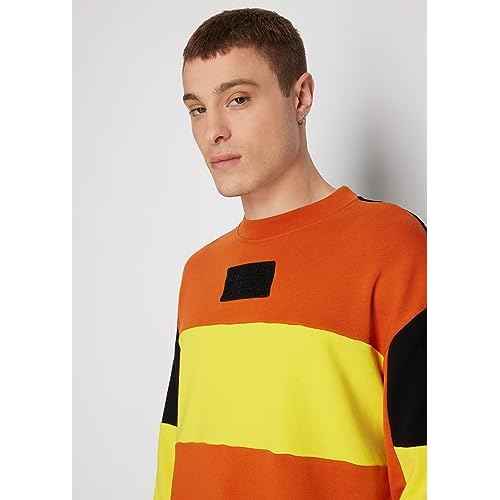 Armani Exchange mens Cotton French Terry Colorblock Pullover Sweatshirt